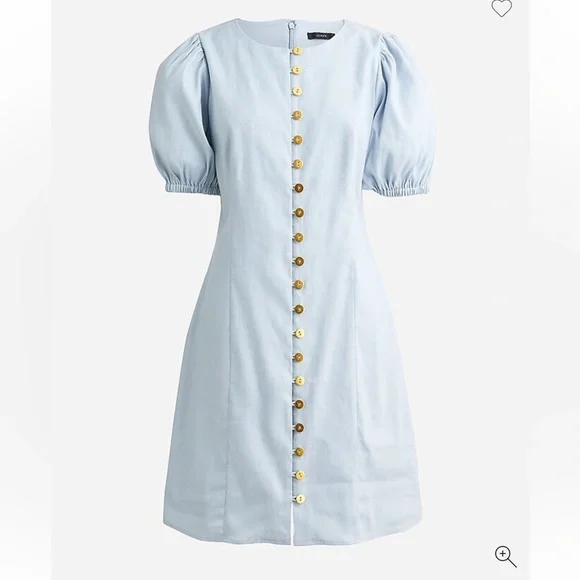 J.Crew NWT Stretch viscose/linen blend button front lined mini dress sz 16 BK977 - Picture 1 of 11